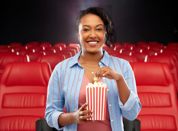 Cinema,,Fast,Food,And,Entertainment,Concept,-,Happy,African,American