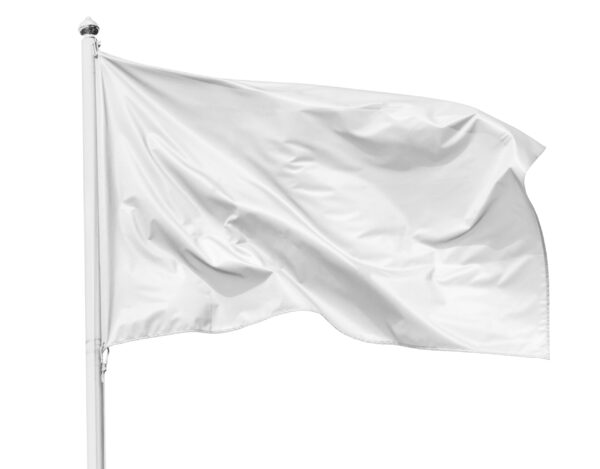 White,Flag,Waving,In,The,Wind,On,Flagpole,,Isolated,On