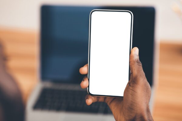 Useful,App.,Close-up,Of,Black,Man,Holding,Mobile,Phone,With